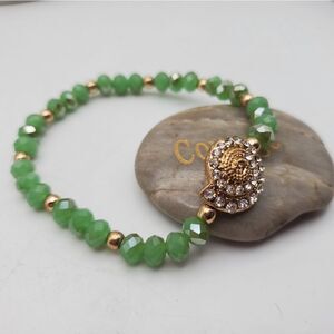 Green Turkish swirl crystal beaded bracelet‎